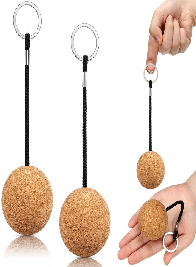 Ecation 2 Pieces 2 Inches/ 50 mm Floating Cork Keyring Buoyant Wooden Ball Float Keychain Floating Key Chain for Boating Fishing Kayaking Surfing Sailing Canoe Water Sport Accessories - Image 1